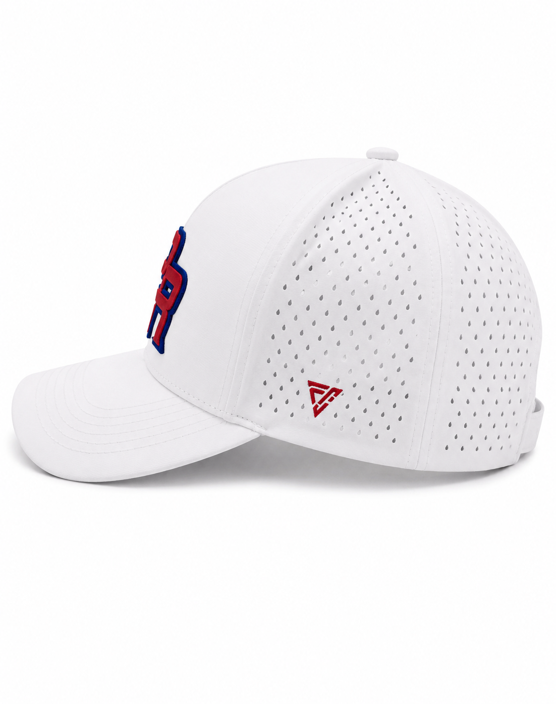 GORRA DE PUERTO RICO - BLANCA CON LETRAS ROJO CON BORDE AZUL - PUERTO RICO CAP WHITE WITH RED LETTERS & BLUE OUTLINE LETTERS