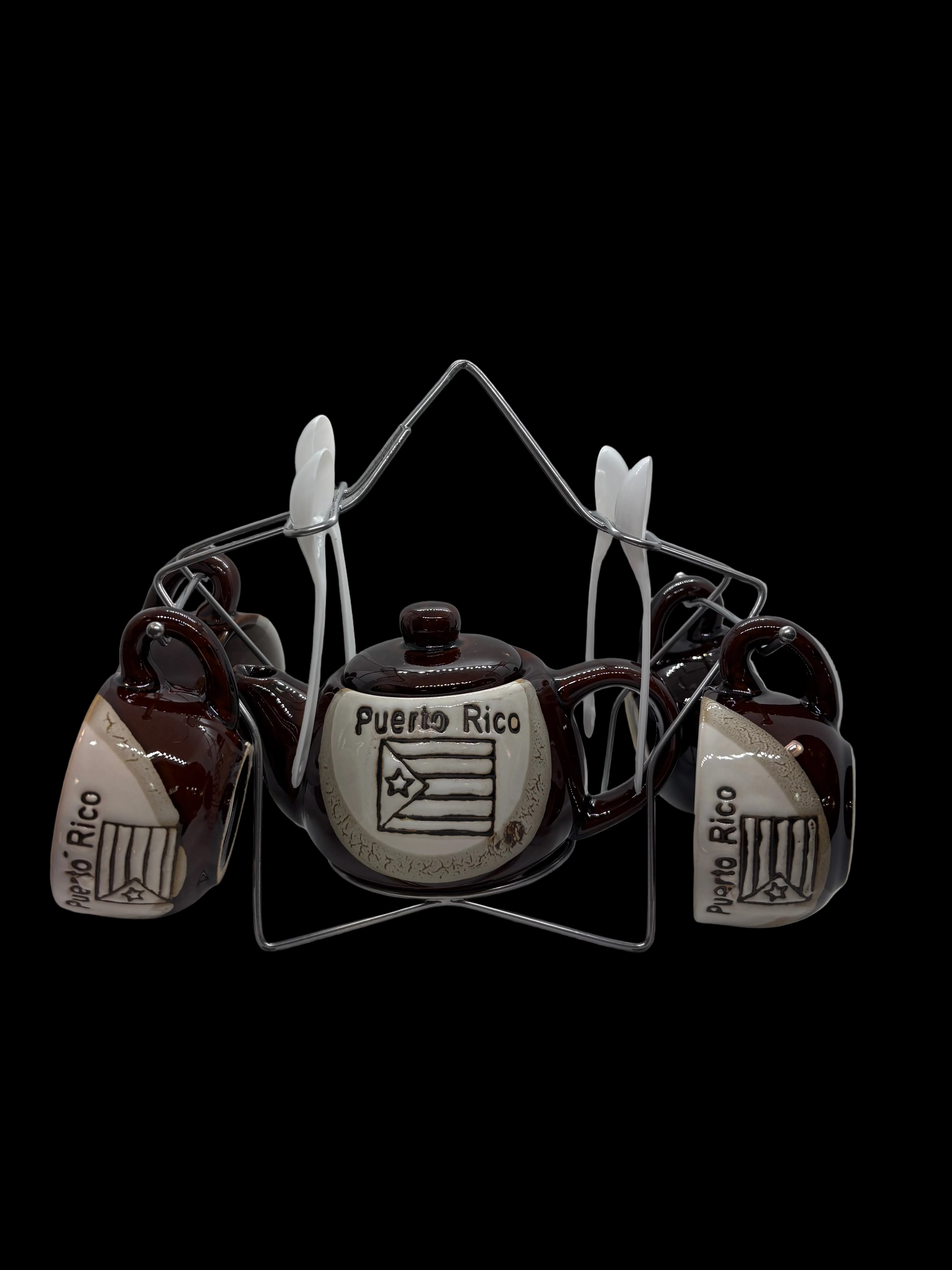 9 PCS PUERTO RICO COFFEE CUP SET WITH KETTLE