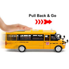 SCHOOL BUS 9” DIE CAST WITH SOUND & LIGHTS - PULL BACK 671D