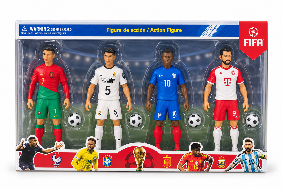 8” CRISTIANO RONALDO, JUDE BELLINGHAM, KYLIAN MBAPPE, HARRY KANE SOCCER FIGURES