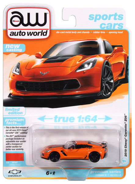 1/64 2019 CHEVY CORVETTE Z06 SEBRING ORANGE - SPORTS CARS AUTOWORLD