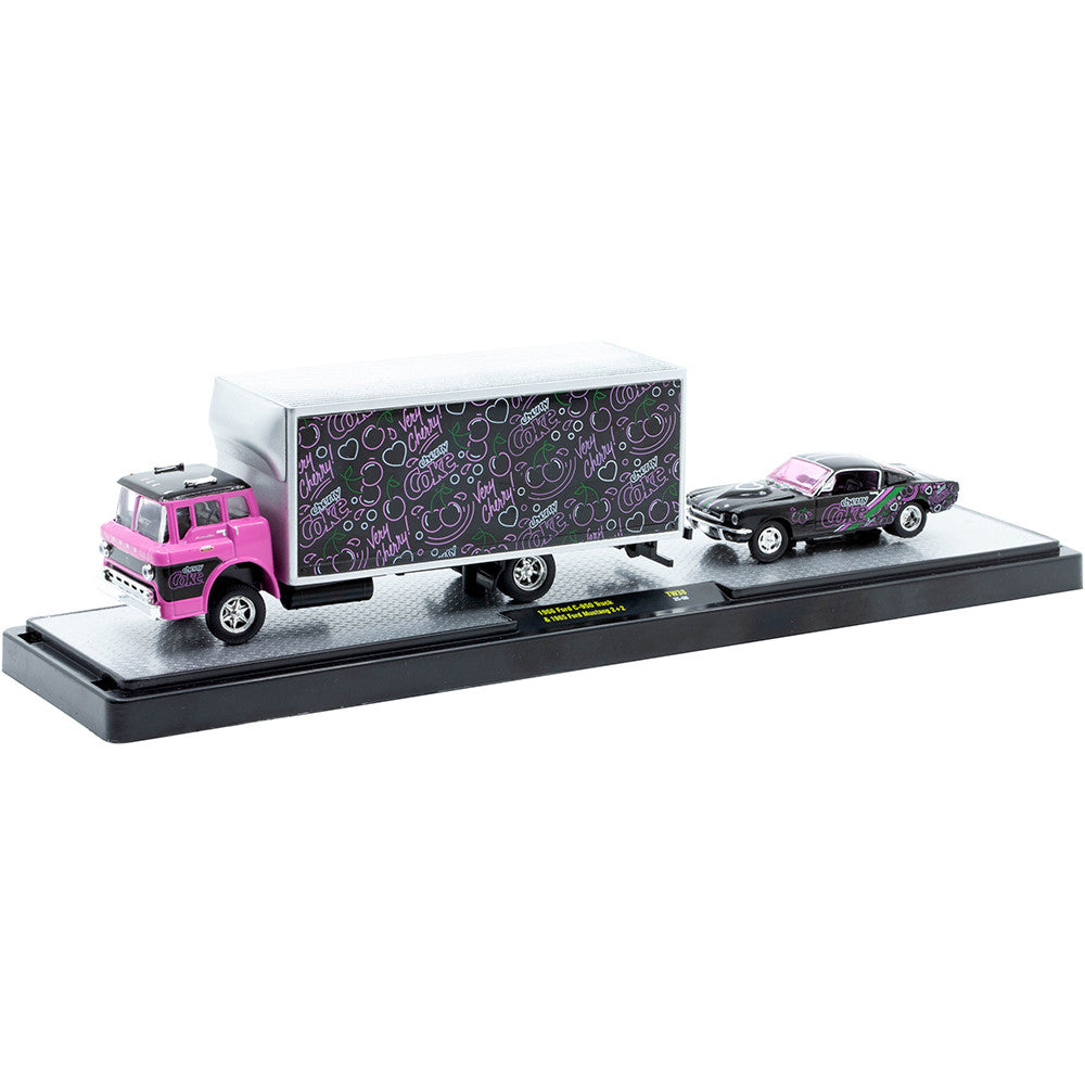 1/64 1966 FORD C-950 TRUCK & 1965 FORD MUSTANG 2+2 CHERRY COKE - M2 MACHINES