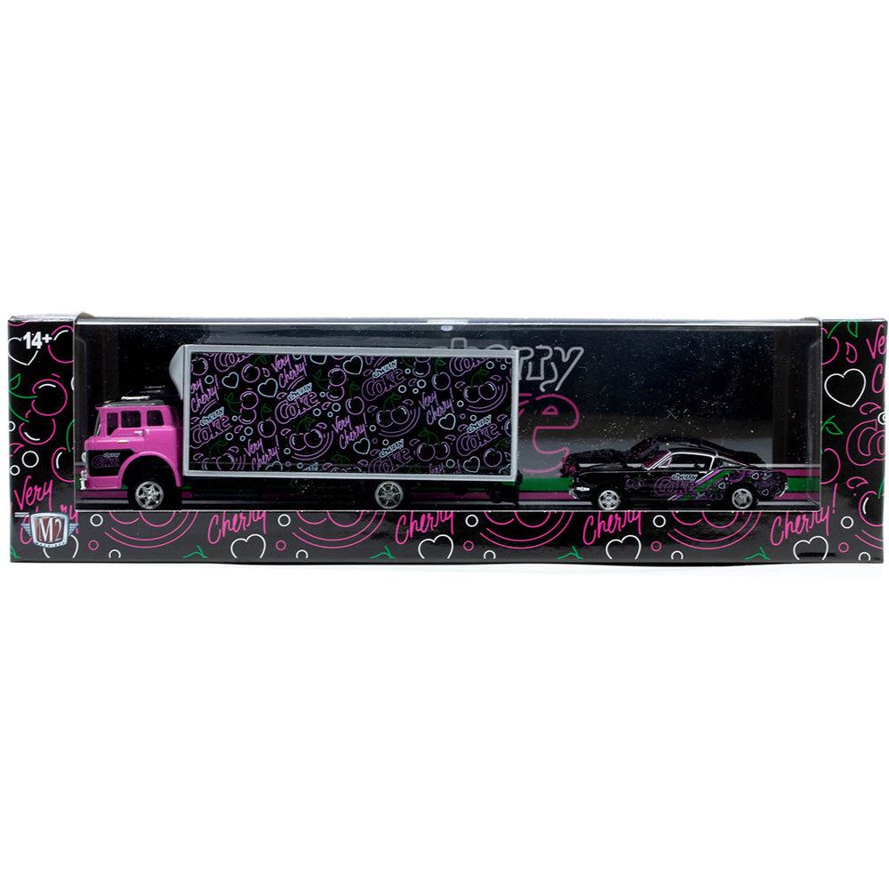 1/64 1966 FORD C-950 TRUCK & 1965 FORD MUSTANG 2+2 CHERRY COKE - M2 MACHINES