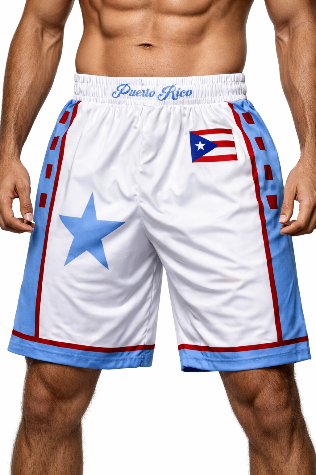 PUERTO RICO FLAG LIGHT BLUE BASKETBALL SHORTS