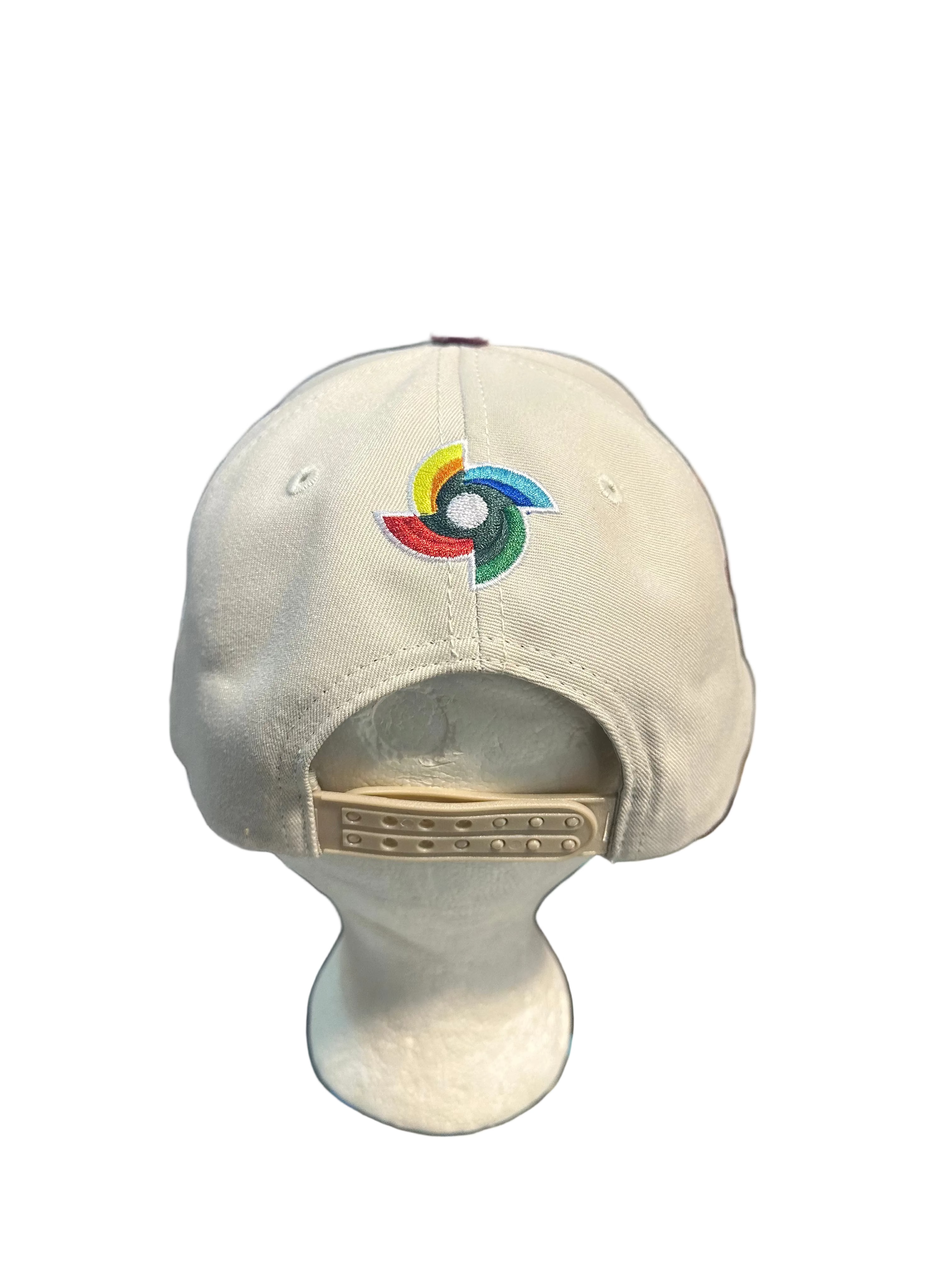 GORRA DE PUERTO RICO - BEIGE CON COLOR VINO CON LETRA AMARILLA