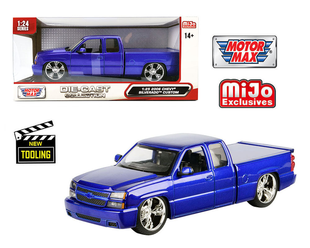 1/24 2006 CHEVY SILVERADO CUSTOM METALLIC BLUE - MOTOR MAX