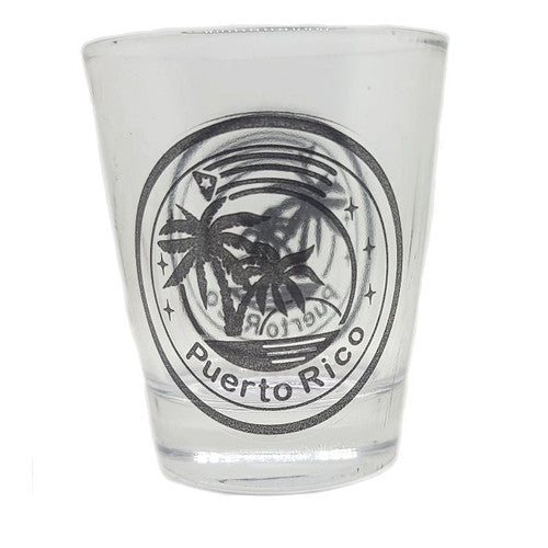 SHOT GLASS PUERTO RICO PALM TREES DESIGN