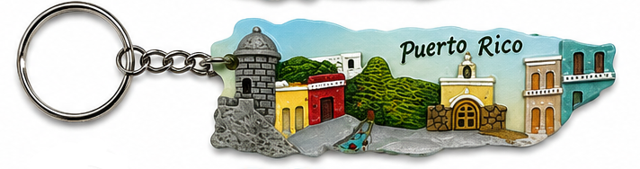 LLAVERO DE RESINA EN FORMA DE MAPA DE PUERTO RICO