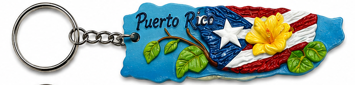 LLAVERO DE RESINA EN FORMA DE MAPA DE PUERTO RICO