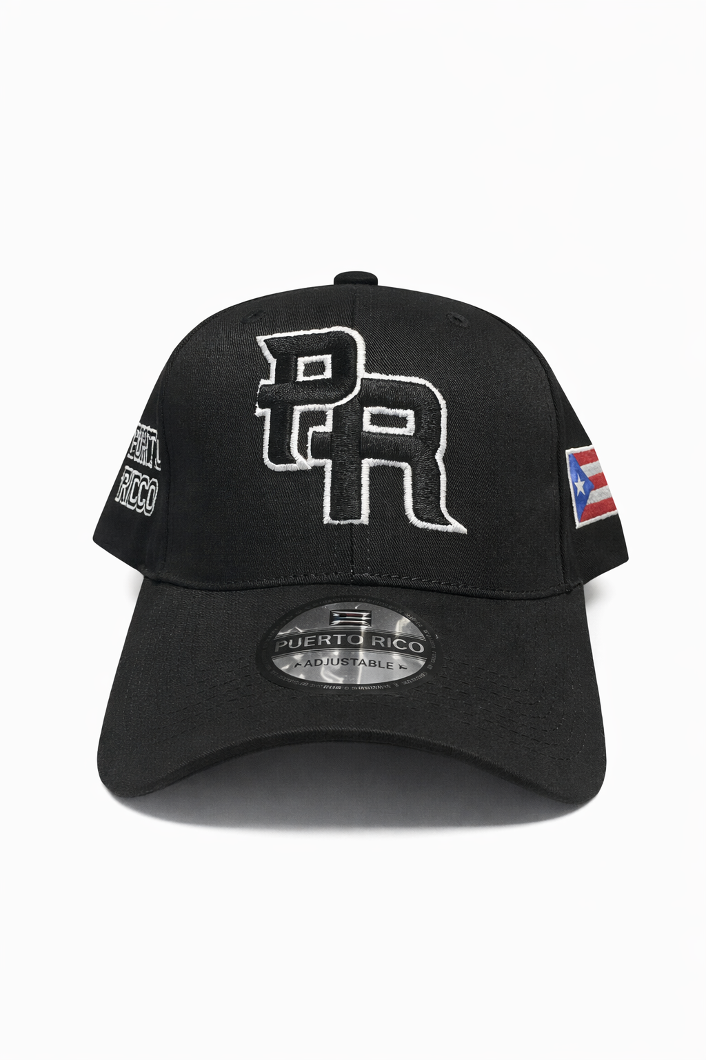 GORRA DE PUERTO RICO - NEGRA - LETRA NEGRA Y BLANCA