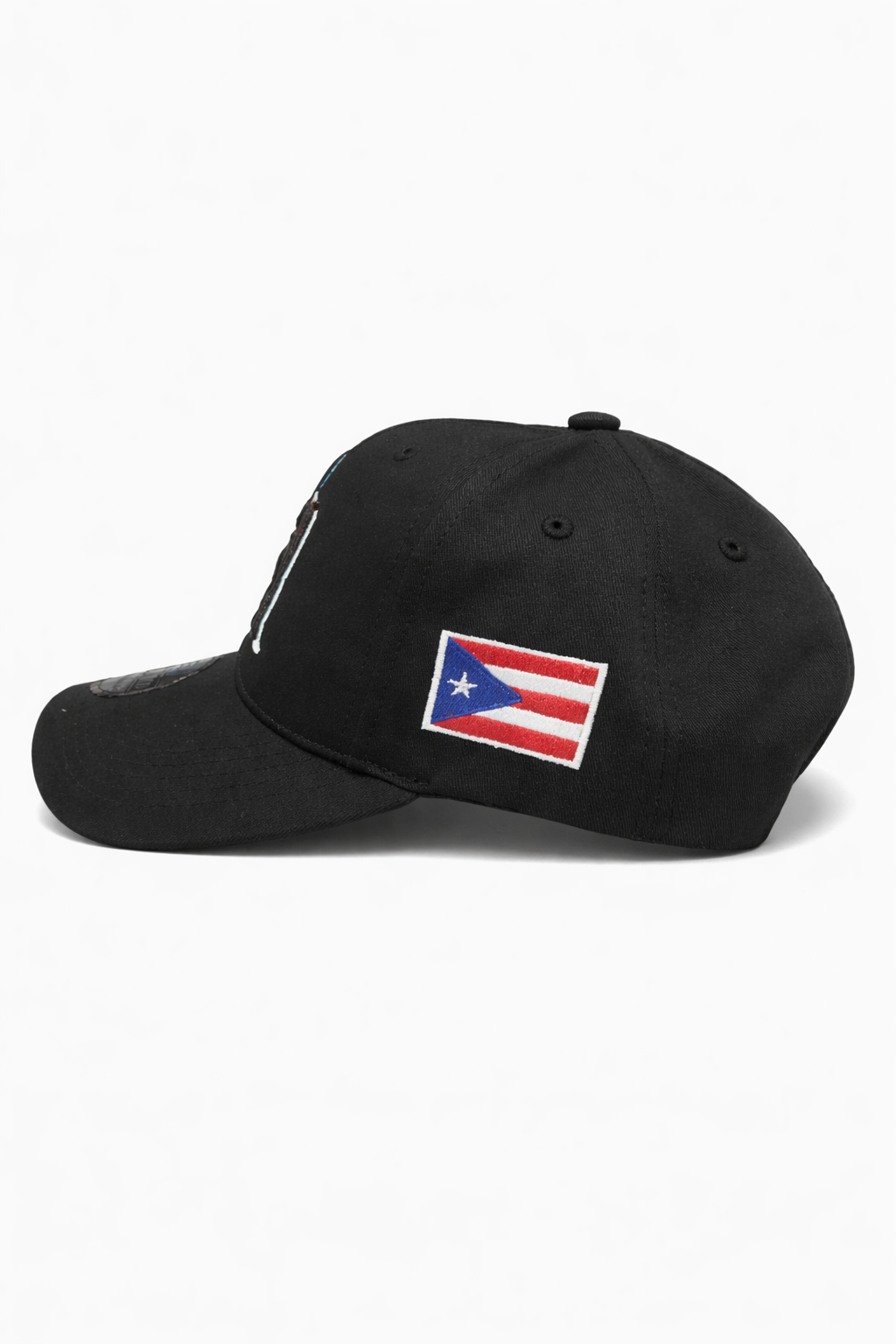 GORRA DE PUERTO RICO - NEGRA - LETRA NEGRA Y BLANCA
