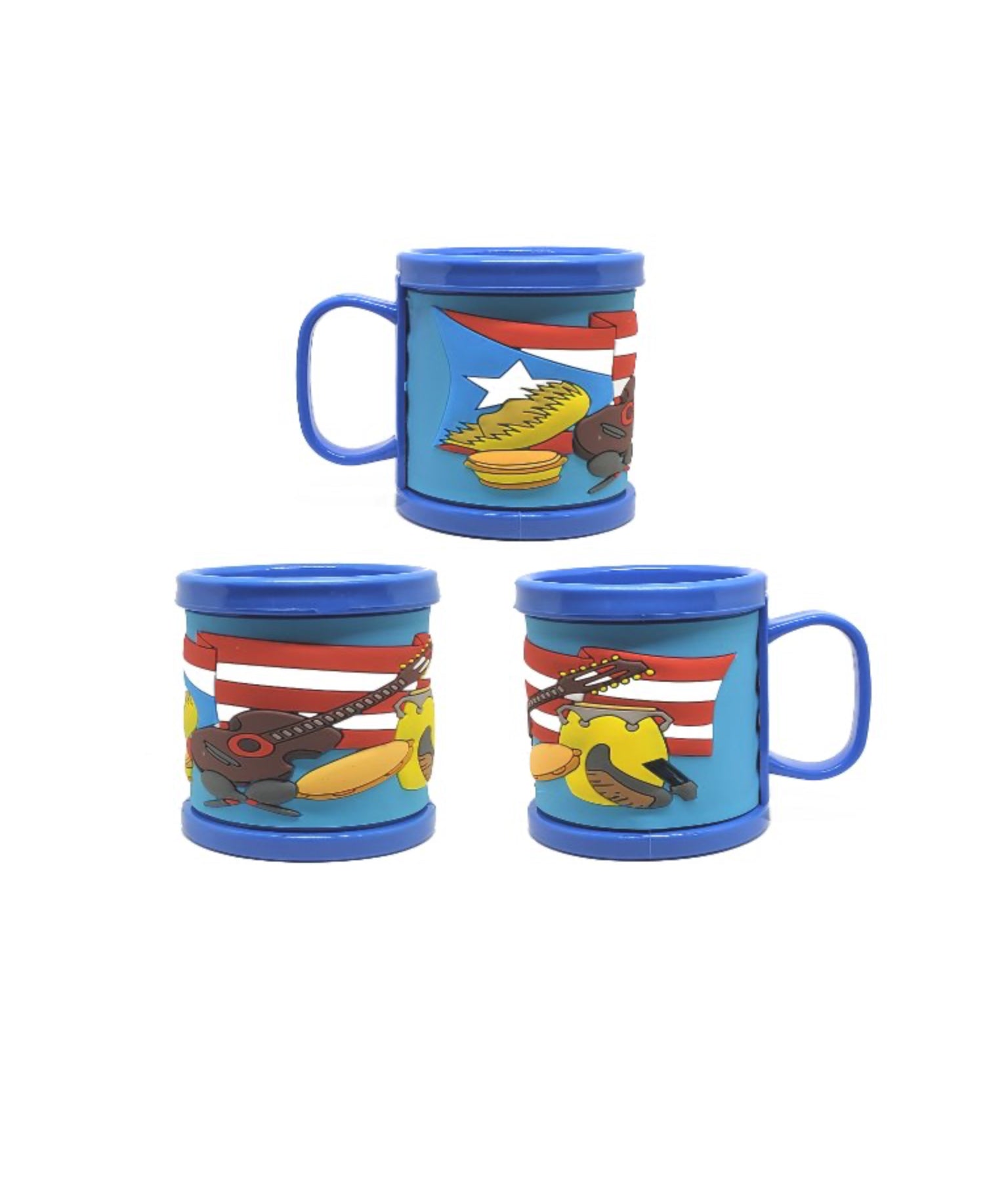 Puerto Rico Flag W/ Instrument Music Plastic Mug & Cup