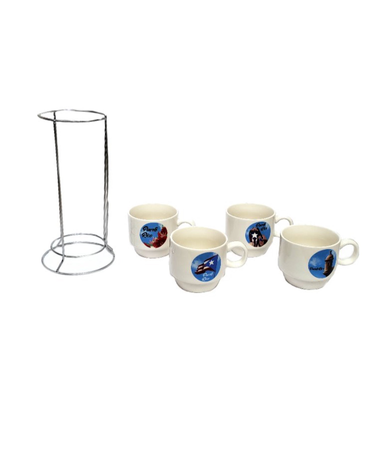 Set 4 Puerto Rico Flag , Garita & Amapola Coffee Mug W/ Holder