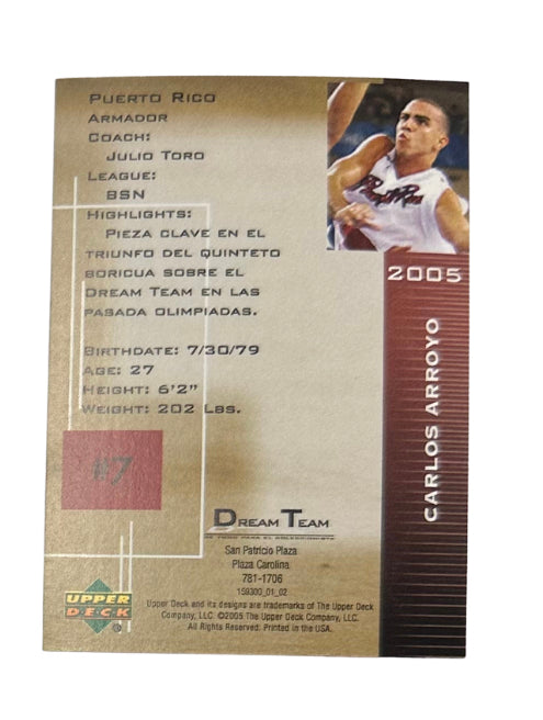 2005 UPPER DECK - Tarjeta deportiva de Carlos Arroyo