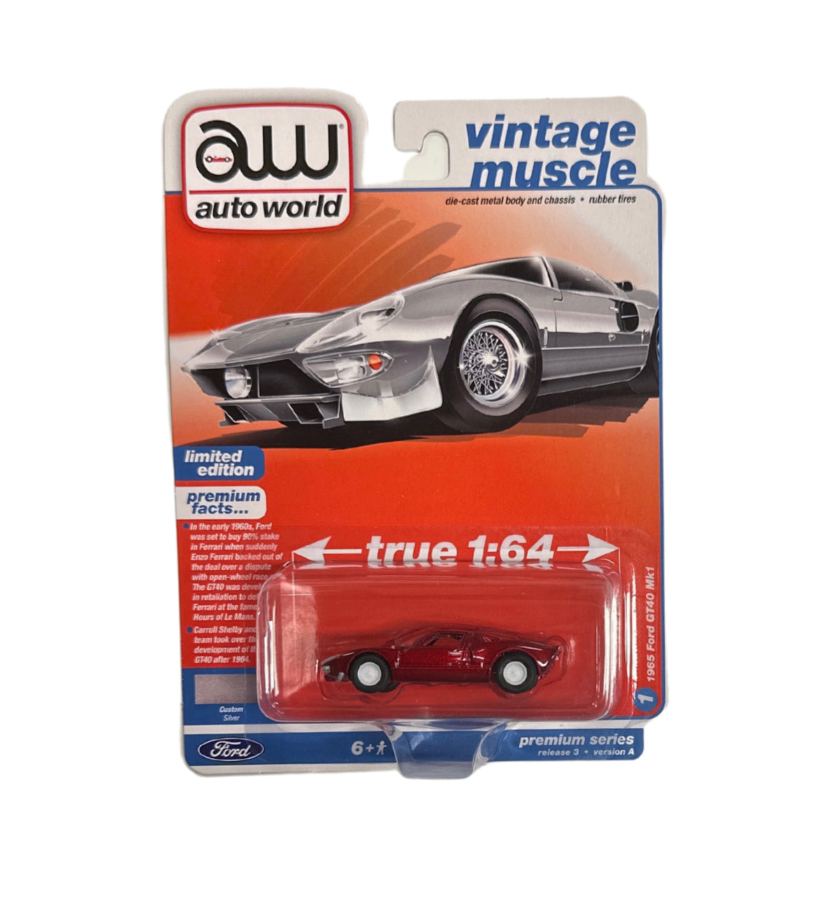 1/64 1965 FORD GT40 MK1 "CHASE" - VINTAGE MUSCLE