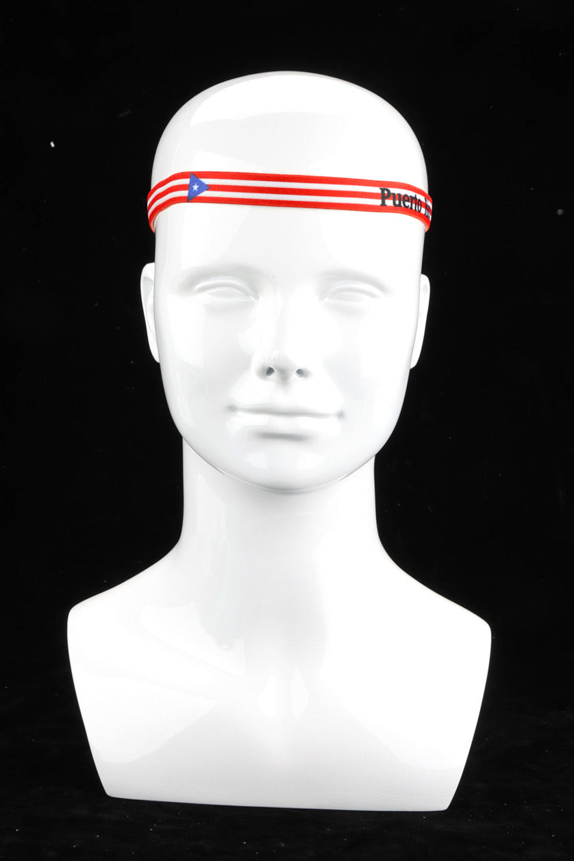 SPORT HEADBAND WITH PUERTO RICO FLAG