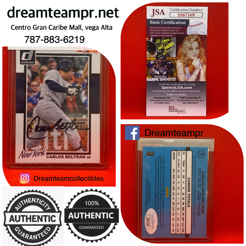Trading card autografiada con (COA) Certificado de autenticidad -Carlos Beltran