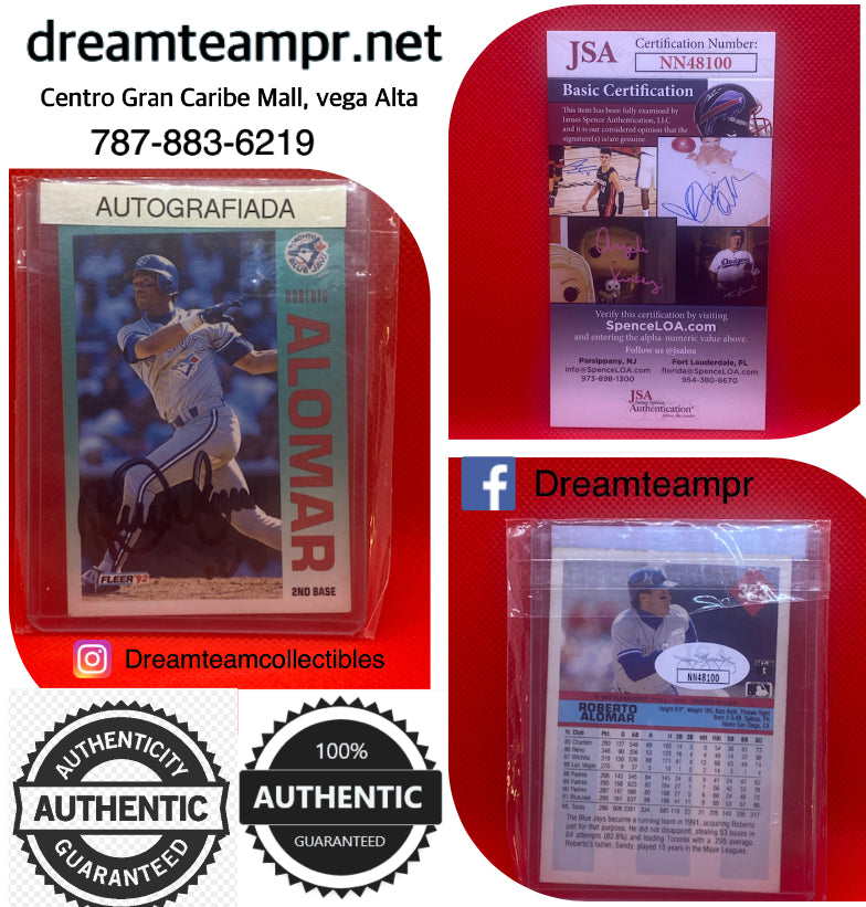 Trading card autografiada con (COA) Certificado de autenticidad -Roberto Alomar