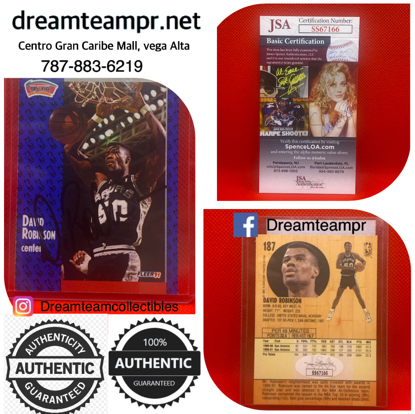 Trading card autografiada con (COA) Certificado de autenticidad -David Robinson