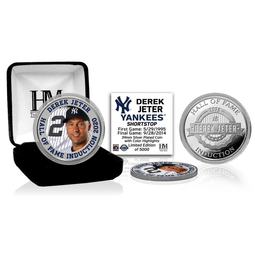 MONEDA DE PLATA DE COLORES DEL SALÓN DE FÚTBOL 2020 DE DEREK JETER