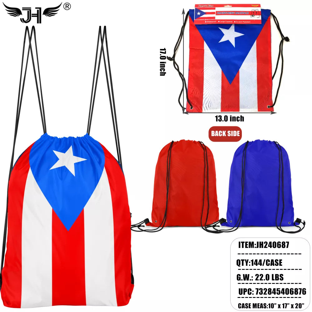 STRAW BAG WITH PUERTO RICO FLAG