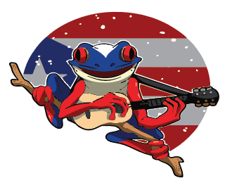 Sticker de Puerto Rico - Coquí con guitarra