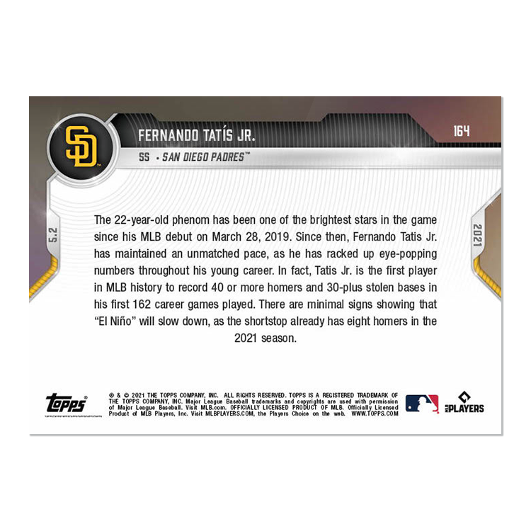2021 TOPPS NOW FERNANDO TATIS JR. #164 TRADING CARD