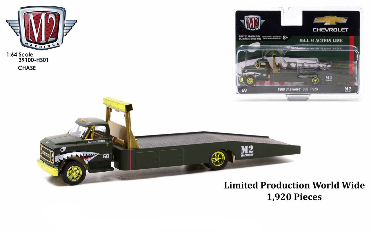 1/64 1968 CHEVROLET C60 TRUCK - MAJ. G ACTION LINE "CHASE" (GREEN RIMS VARIATION)