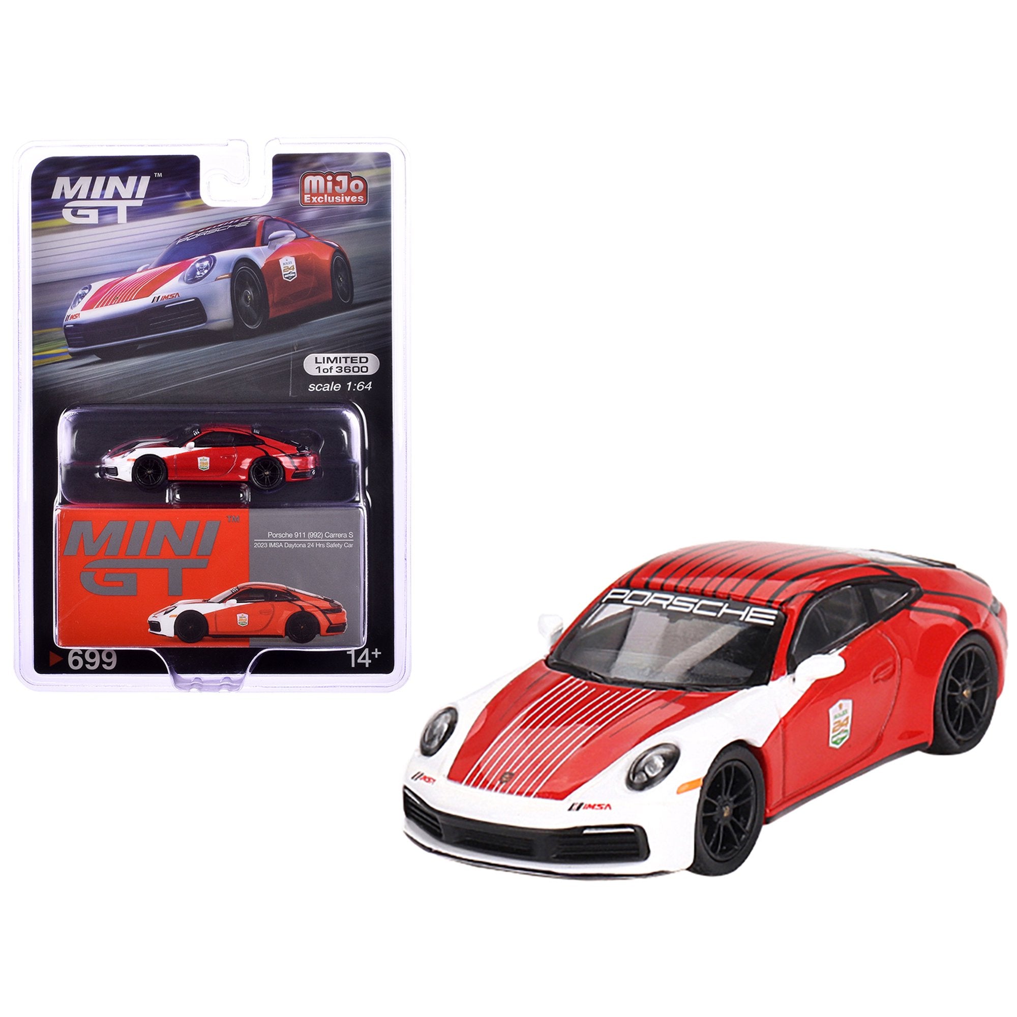 1/64 PORSCHE 911 (992) CARRERA S - 2023 IMSA DAYTONA 24HRS SAFETY CAR MINI GT