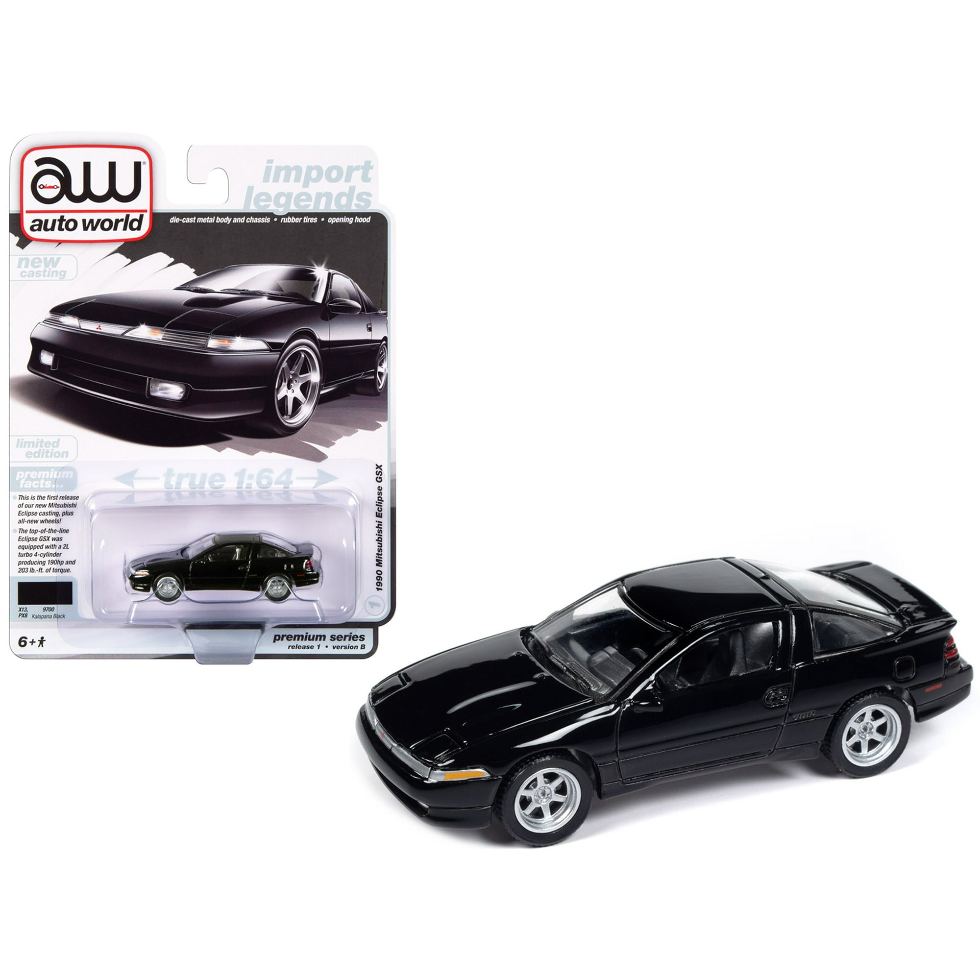 1/64 1990 MITSUBISHI ECLIPSE GSX KALAPANA BLACK - IMPORT LEGENDS