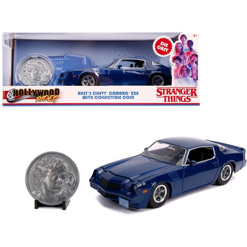 CHEVY CAMARO Z28 DE BILLY A ESCALA 1/24 CON MONEDA COLECCIONABLE - STRANGER THINGS
