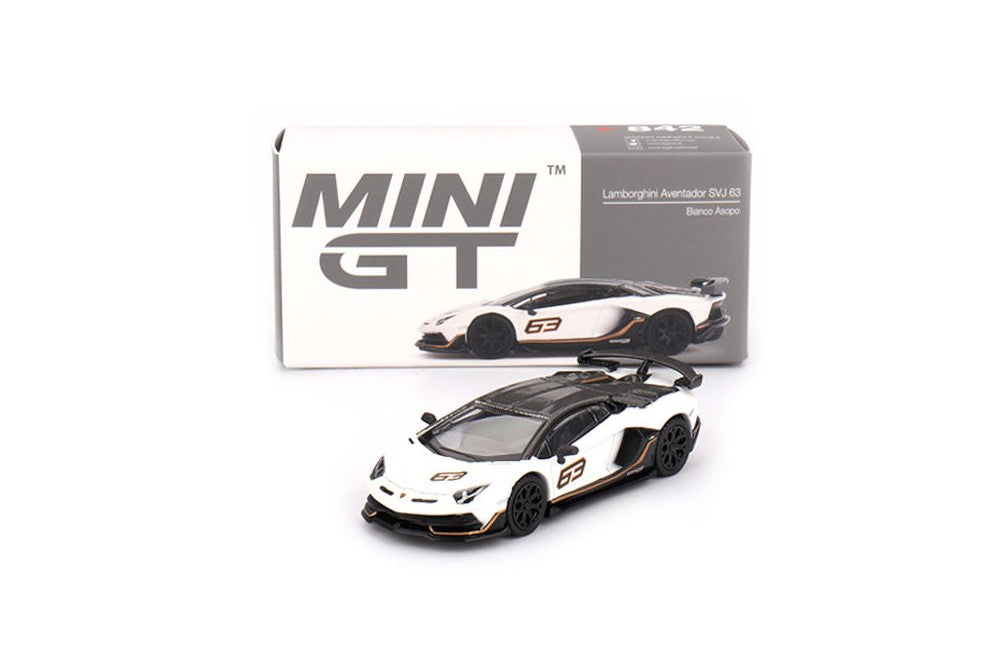 1/64 LAMBORGHINI AVENTADOR SVJ 63 BIANCO ASOPO - MINI GT