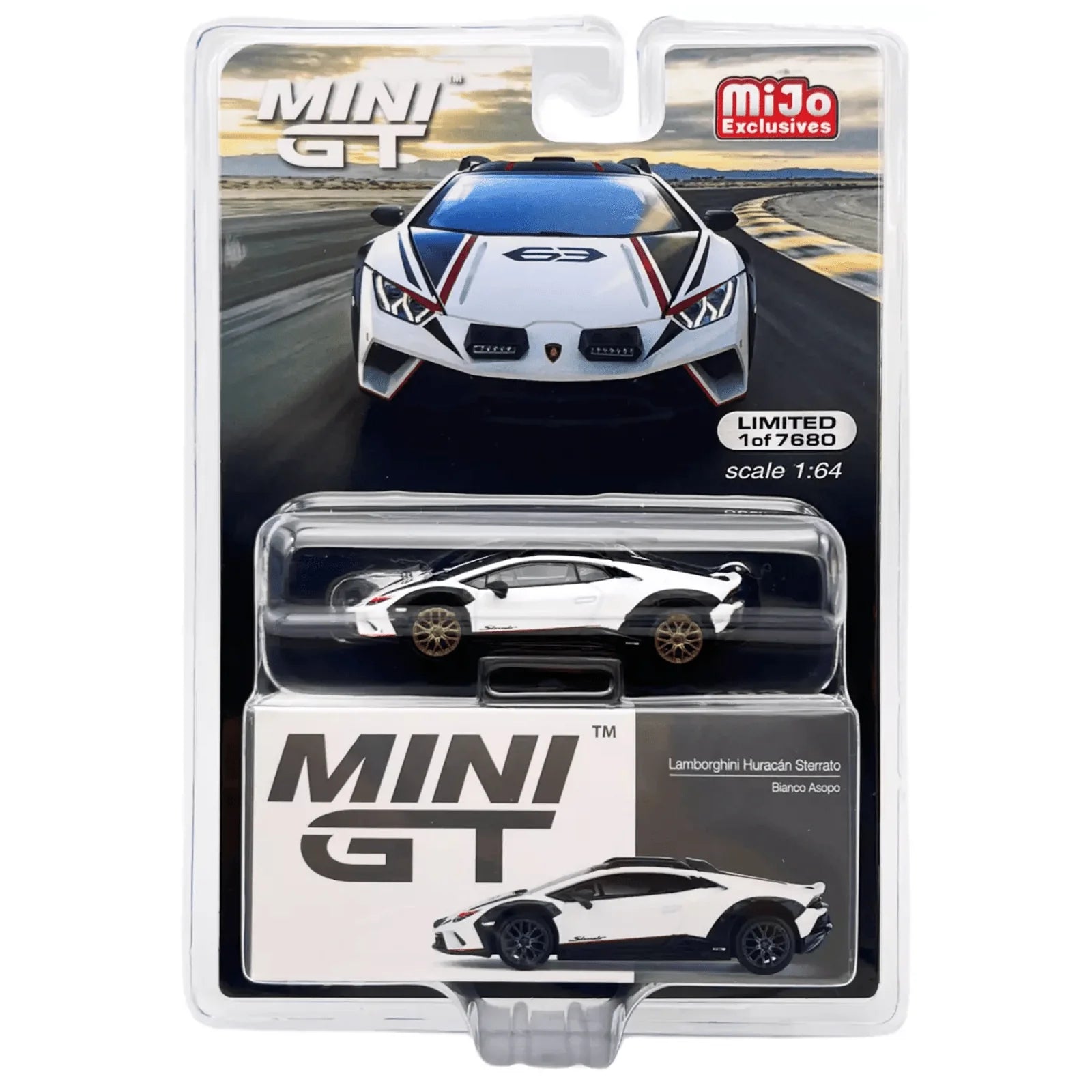 1/64 LAMBORGHINI HURACAN STERRATO BIANCO ASOPO LHD (CHASE GOLD RIMS) - MINI GT