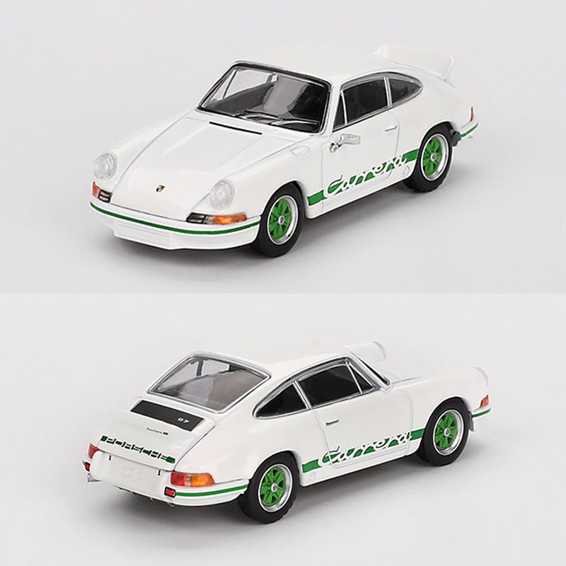 1/64 PORSCHE 911 CARRERA ES 2.7 GRAND PRIX WHITE WITH/GREEN LIVERY - MINI GT