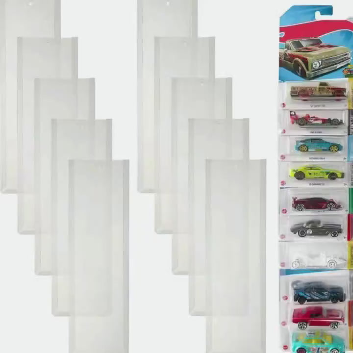 10 PCS WALL MOUNTED 1/64 DIECAST CAR WALL MOUNTED 100 CARS CLEAR BLISTER PACKED DISPLAY ORGANIZER - COMPATIBLE WITH HOT WHEELS