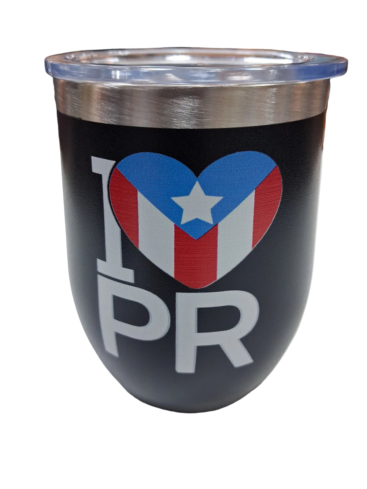 Vaso insulado I Love PR con bandera de Puerto Rico