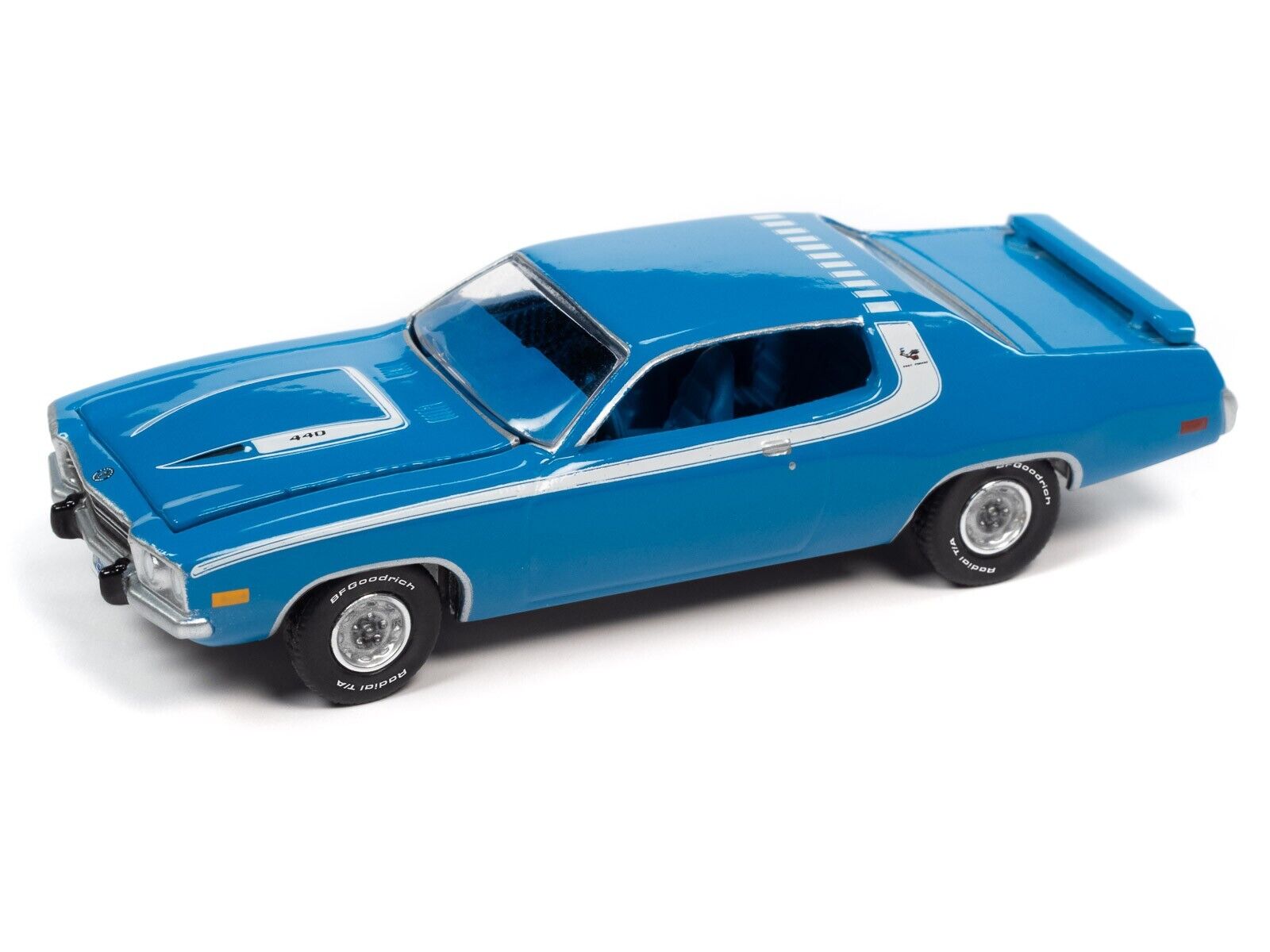 1/64 1973 PLYMOUTH ROAD RUNNER 440 BASIN STREET BLUE - VINTAGE MUSCLE