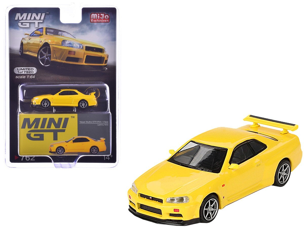 1/64 NISSAN SKYLINE GT-R (R34) V-SPEC YELLOW - MINI GT
