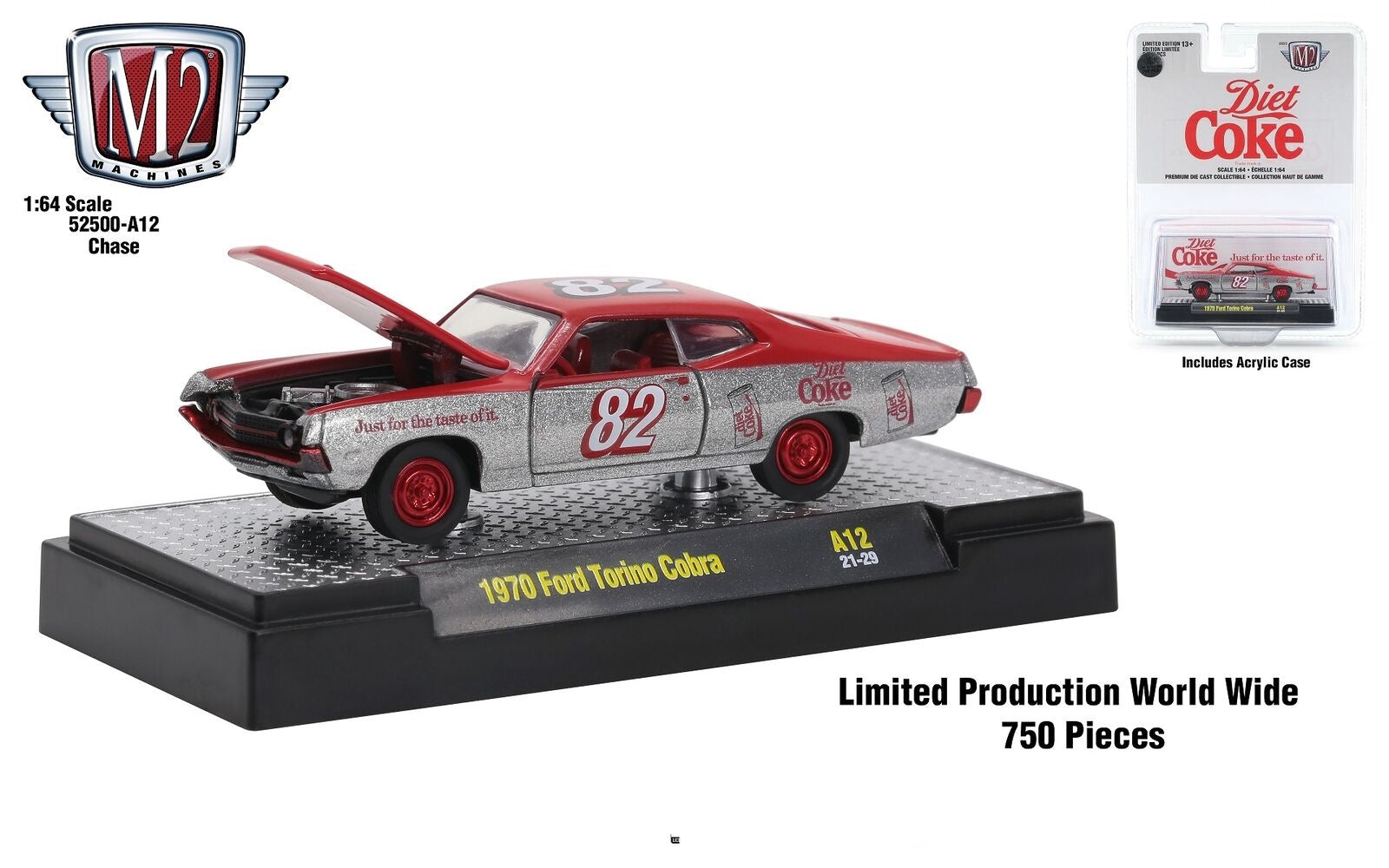 1/64 1970 FORD TORINO COBRA - DIET COKE "CHASE" (RED RIMS VARIATION) 750PCS