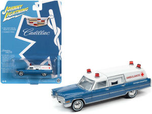 1/64 1966 CADILLAC AMBULANCE (BLUE) JOHNNY LIGHTNING