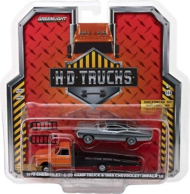 1/64 1972 CHEVROLET C-30 RAMP TRUCK & 1968 CHEVROLET IMPALA SS - H.D. TRUCKS