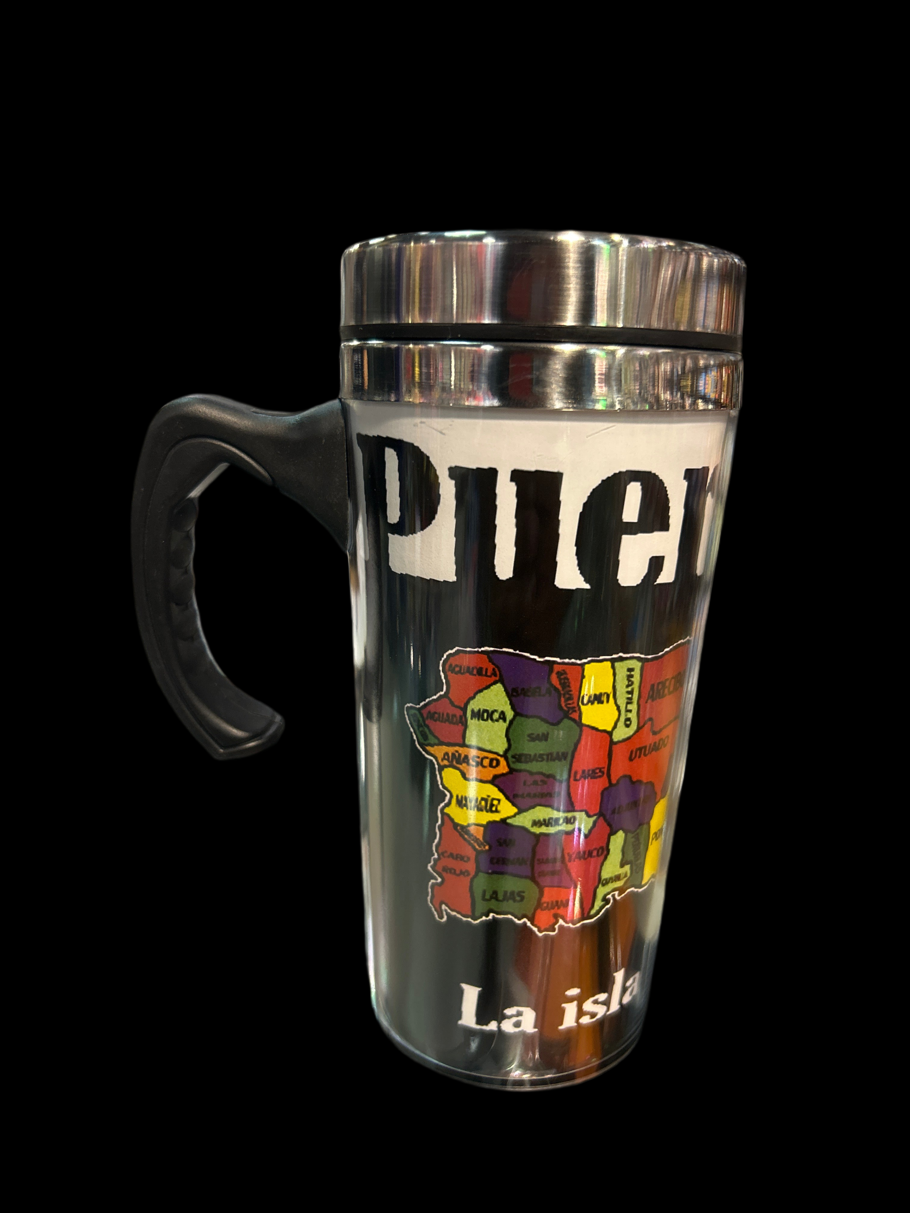 PUERTO RICO MAP THERMAL CUP WITH HANDLE - VASO TERMAL DE PUERTO RICO CON AGARRADERA
