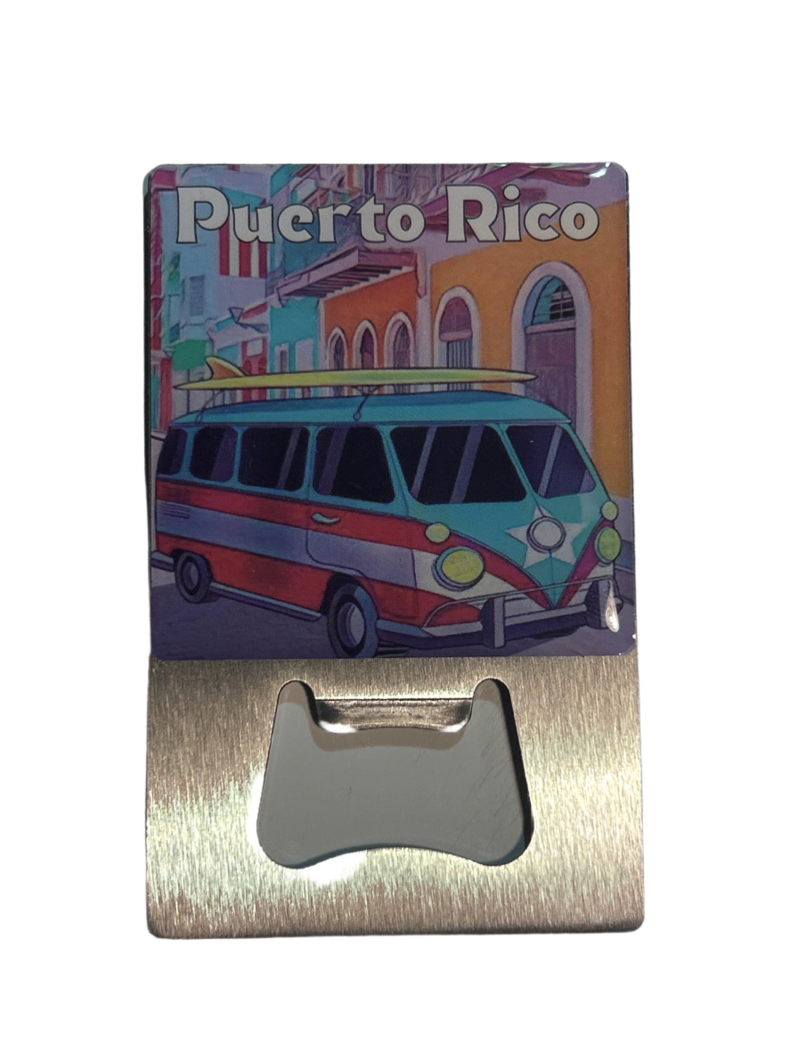 MAGNET - VOLKSWAGEN BUS IN OLD SAN JUAN BOTTLE OPENER