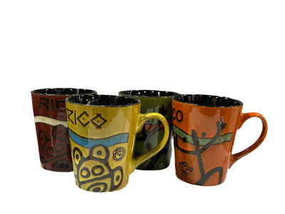 SMALL CUP WITH TAINO SYMBOLS -TAZA PEQUEÑA CON SIMBOLOS TAINOS