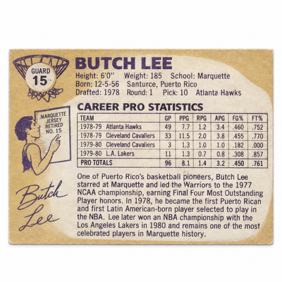 BUTCH LEE BASKETBAL TRADING CARD / TARJETA DEPORTIVA BUTCH LEE