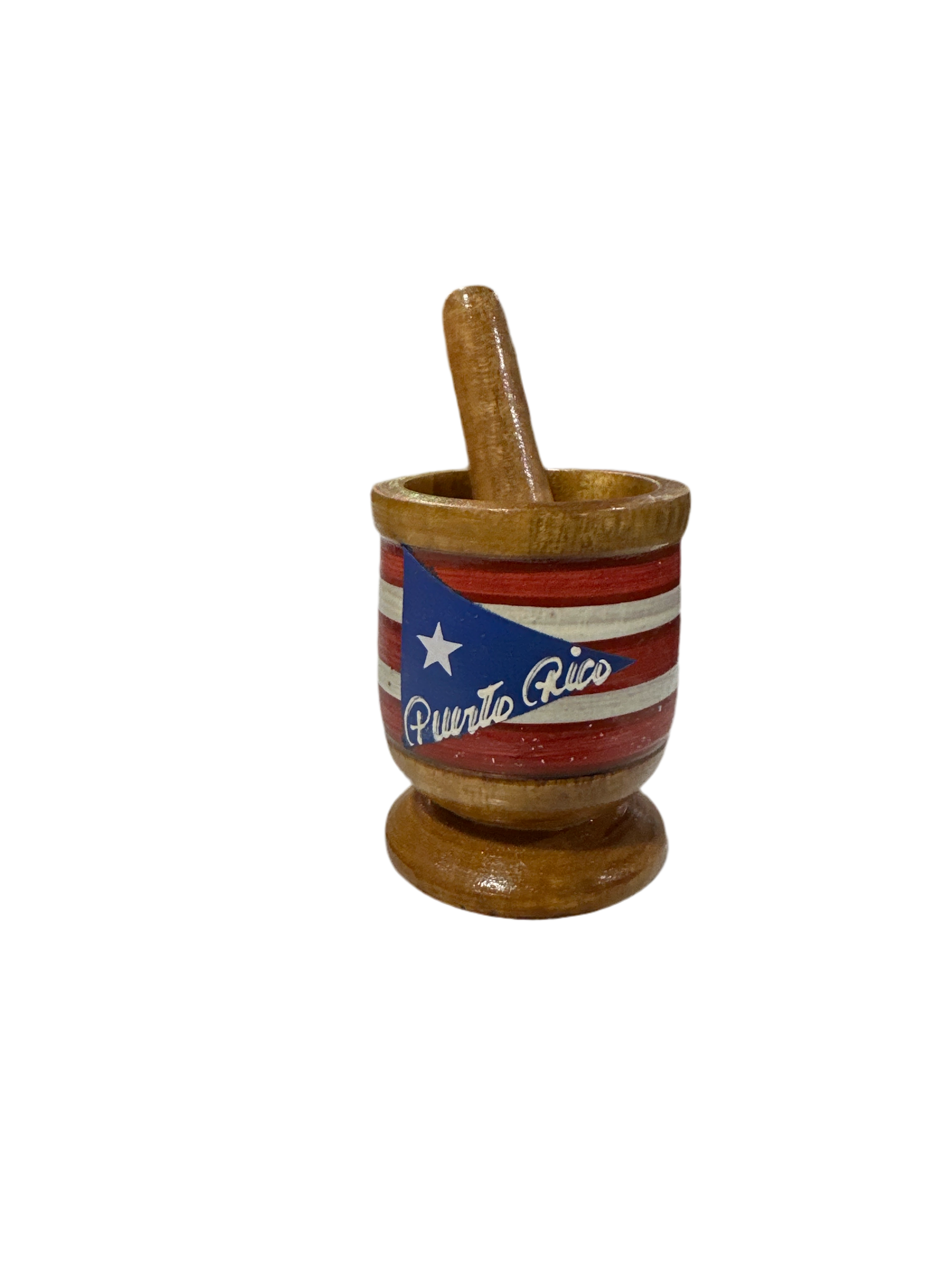 MINI PILON ARTESANAL CON BANDERA DE PUERTO RICO