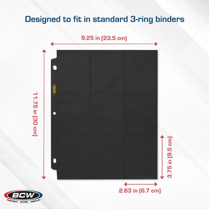 BCW 9-POCKET DOUBLE PAGES SIDE LOADING BINDER SLEEVES