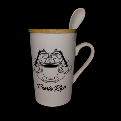 TAZA BLANCA DE PR CON CUCHARA