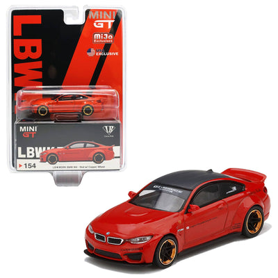 BMW M4 DE TRABAJO A ESCALA 1/64 LB - ROJO CON RUEDA DE COBRE 