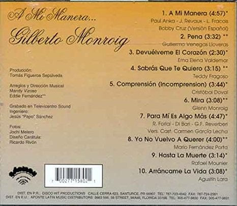 CD de Gilberto Monroig - A mi manera